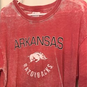 Burnout Red Arkansas Razorbacks tee